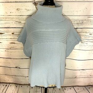 Nurture Cotton Turtleneck Poncho Sweater Dusky Blue Small/Medium
